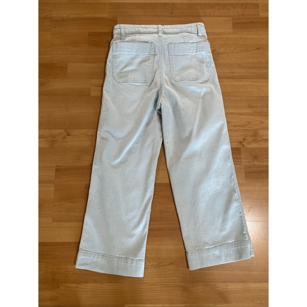 Madewell Women's The Emmett Wide-Leg Crop Speckle Blue Cotton Pants Size 26 - Picture 5 of 11